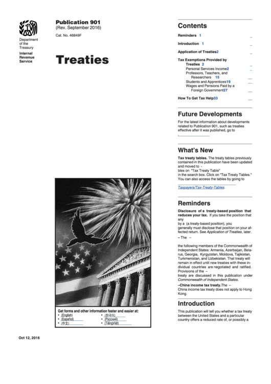 Publication 901 - U.s. Tax Treaties - Internal Revenue Service Printable pdf