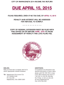 Instructions For City Of Wapakoneta 2014 Income Tax Return - Ohio