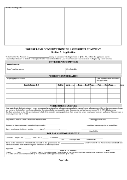 Fillable Form Pt-48-5-7.7 - Forest Land Protection Assessment Applications Printable pdf