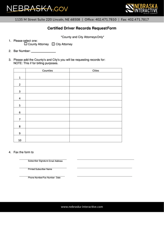 Certified Driver Records Request Form Printable pdf