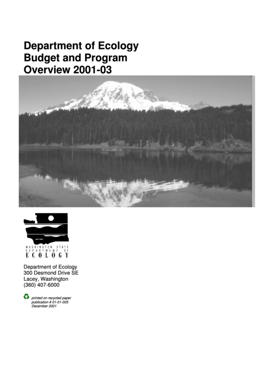 Department Of Ecology Budget And Program Overview 2001-03 Printable pdf