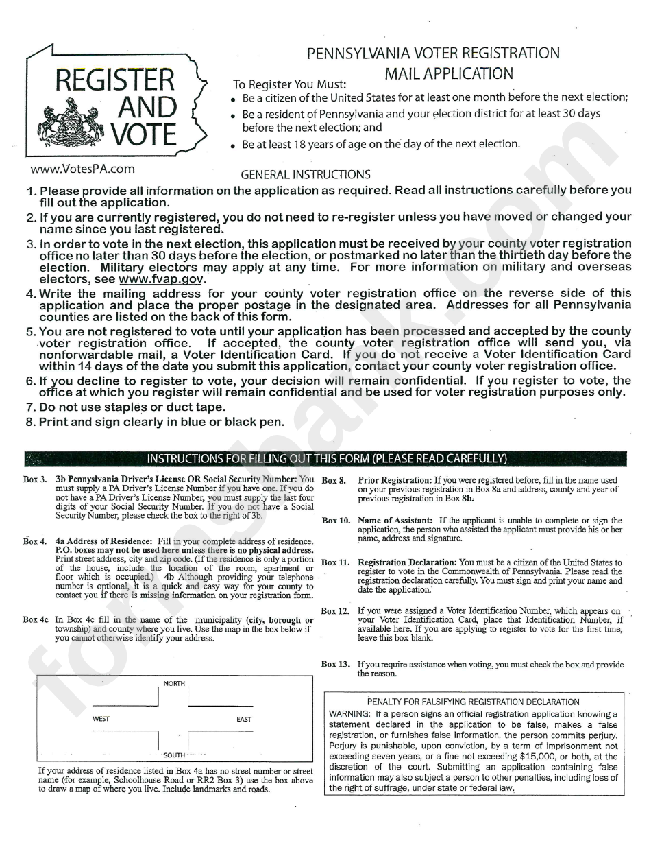 Pennsylvania Voter Registration Application