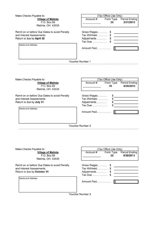 Income Tax Withholding Payment Voucher - Village Of Malinta printable ...