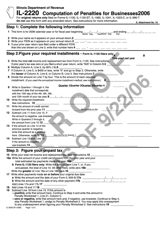 Form Il-2220 (Draft) - Computation Of Penalties For Businesses - 2006 Printable pdf