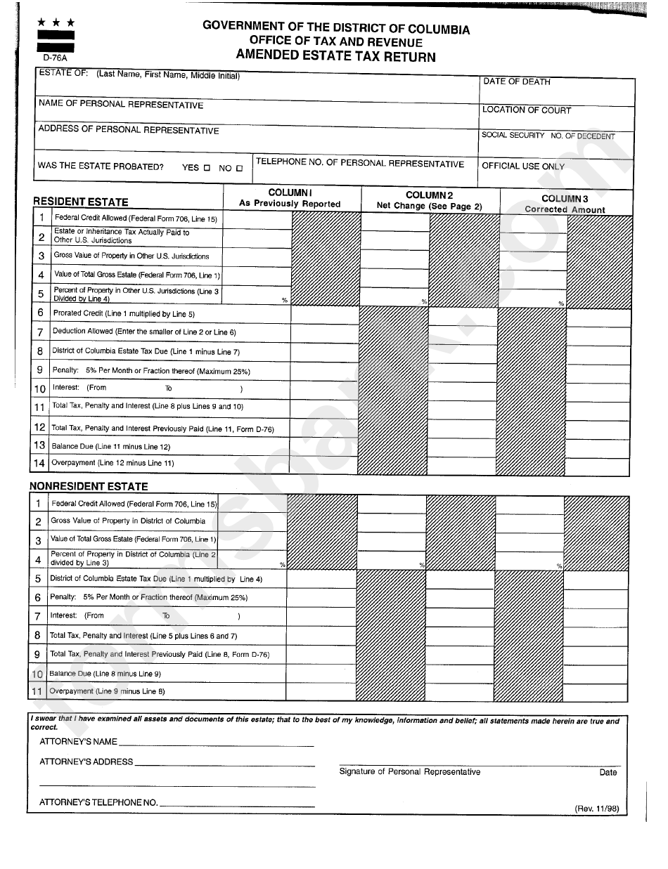 form-d-76a-amended-estate-tax-return-printable-pdf-download
