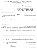 Motion To Proceed In Forma Pauperis - In The Justice Court Of Reno Township - County Of Washoe - State Of Nevada Form
