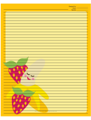 1 Banana 2 Strawberries Yellow Recipe Card 8x10 Template