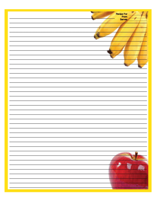 Apple Bananas Yellow Recipe Card 8x10 Printable pdf