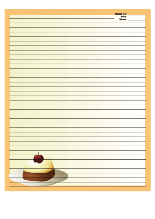 Yellow Dessert Recipe Card 8x10 Printable pdf