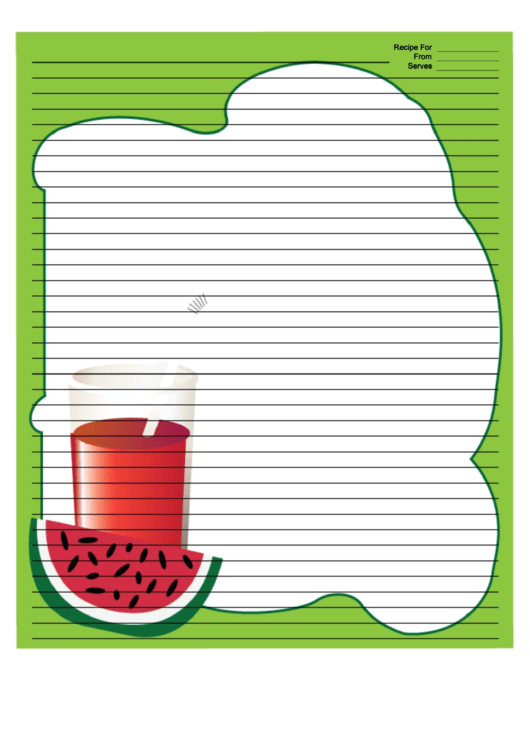 Watermelon Drink Green Recipe Card 8x10 Printable pdf