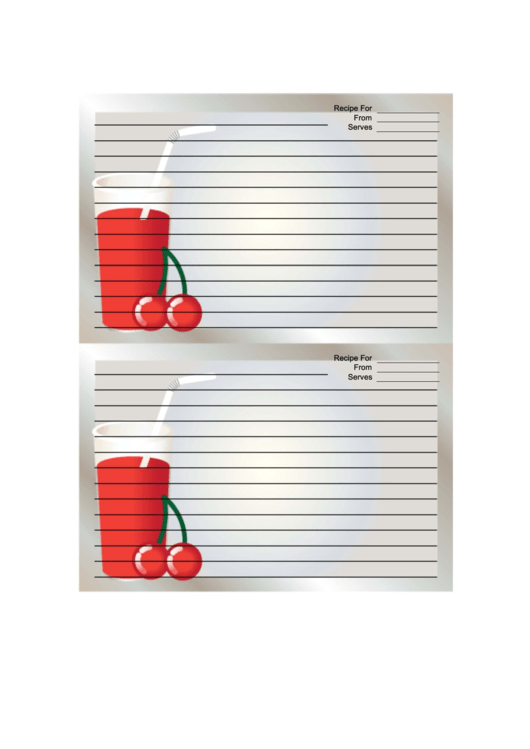 Tall Red Drink Gray Recipe Card printable pdf download
