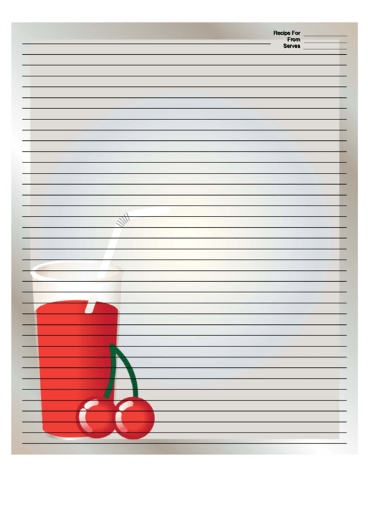 Tall Red Drink Gray Recipe Card 8x10 Printable pdf