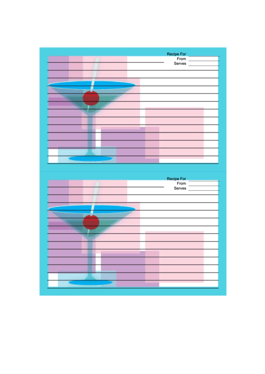 Blue Martini Recipe Card Printable pdf