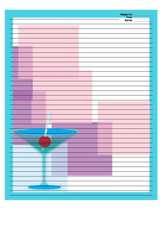 Blue Martini Recipe Card 8x10 Printable pdf
