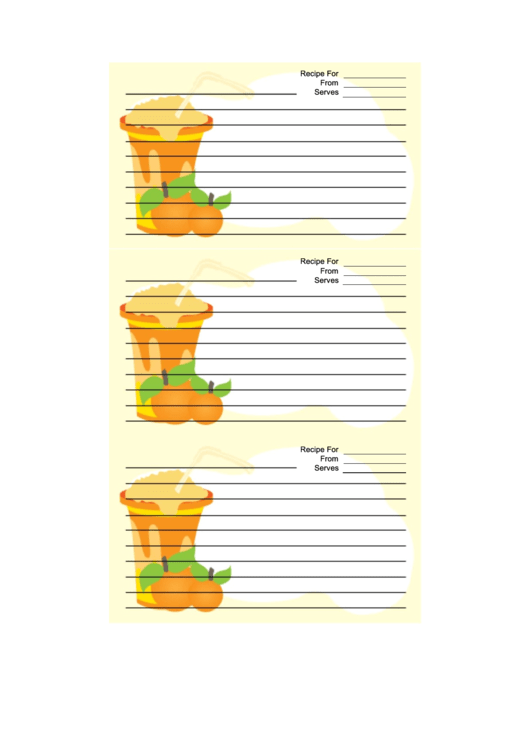 Apricot Drink Recipe Card Template Printable pdf