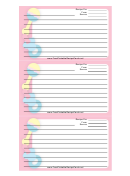 Pink Baby Rattles Recipe Card Template
