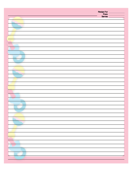 Pink Baby Rattles Recipe Card 8x10 Printable pdf
