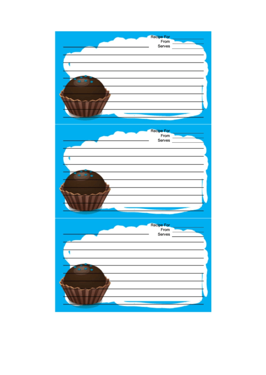 Blue Chocolate Truffle Recipe Card Template Printable pdf