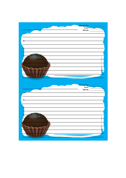 Blue Chocolate Truffle Recipe Card Template Printable pdf