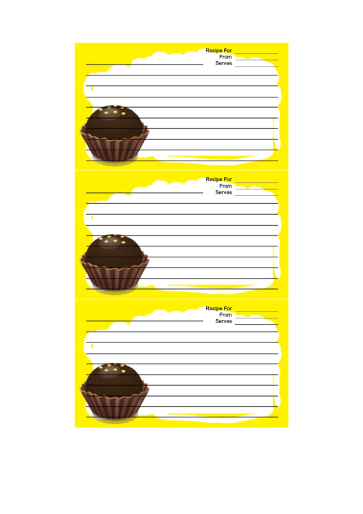 Yellow Chocolate Truffle Recipe Card Template Printable pdf