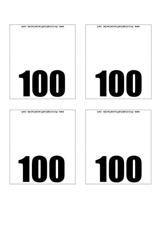 Place Card Template - One Hundred Printable pdf