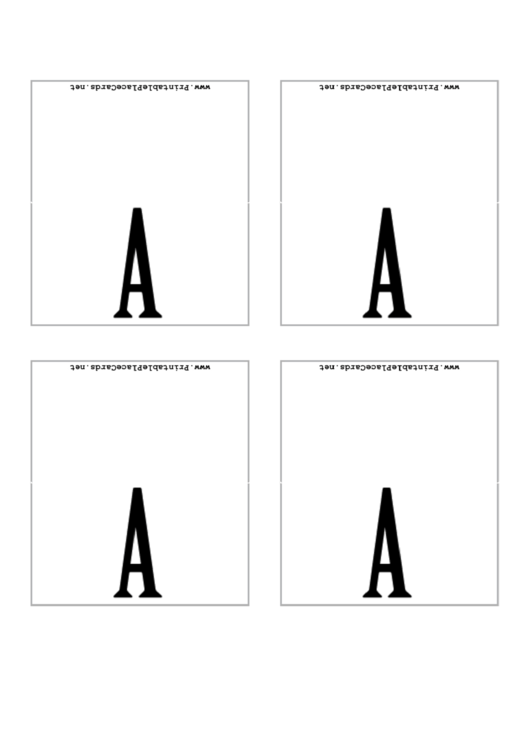 Letter A Place Card Template Printable pdf