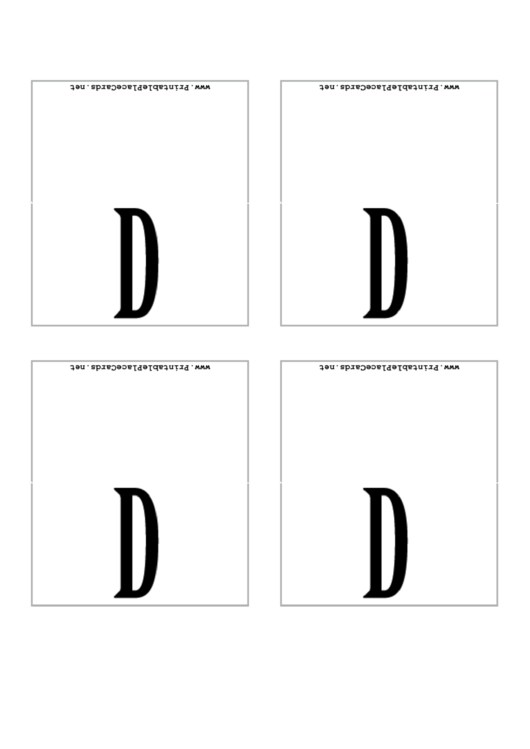 Letter D Place Card Template Printable pdf