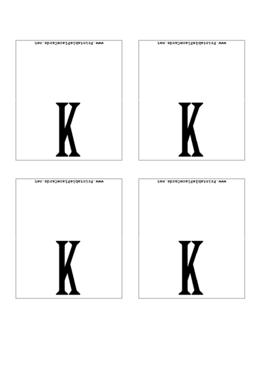 Letter K Place Card Template Printable pdf