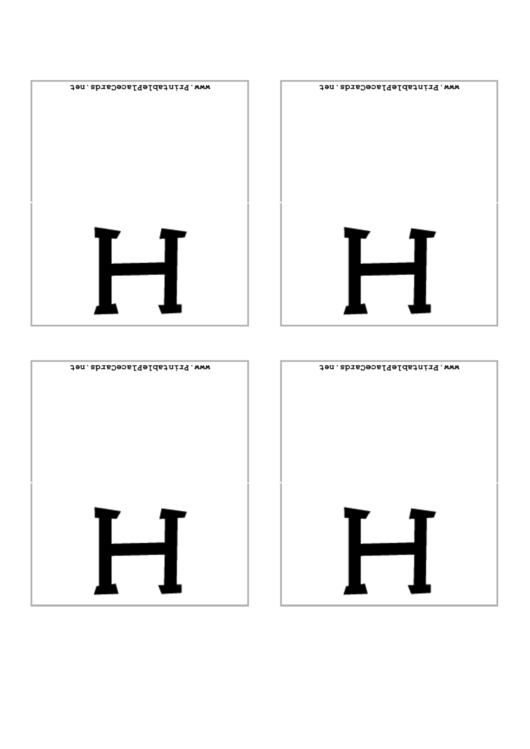 Letter H Place Card Template Printable pdf