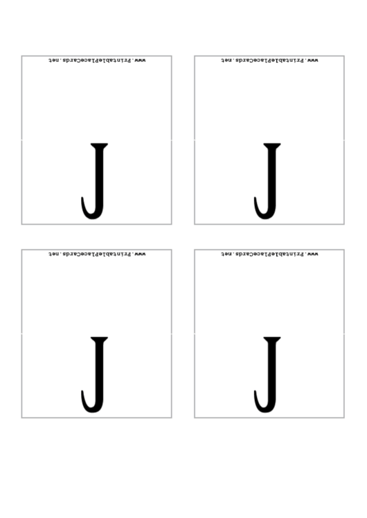 Letter J Place Card Template Printable pdf