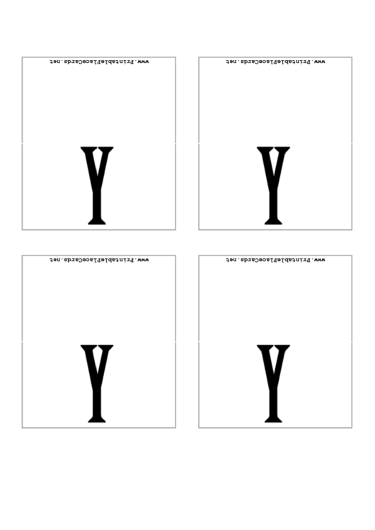 Letter Y Place Card Template Printable pdf