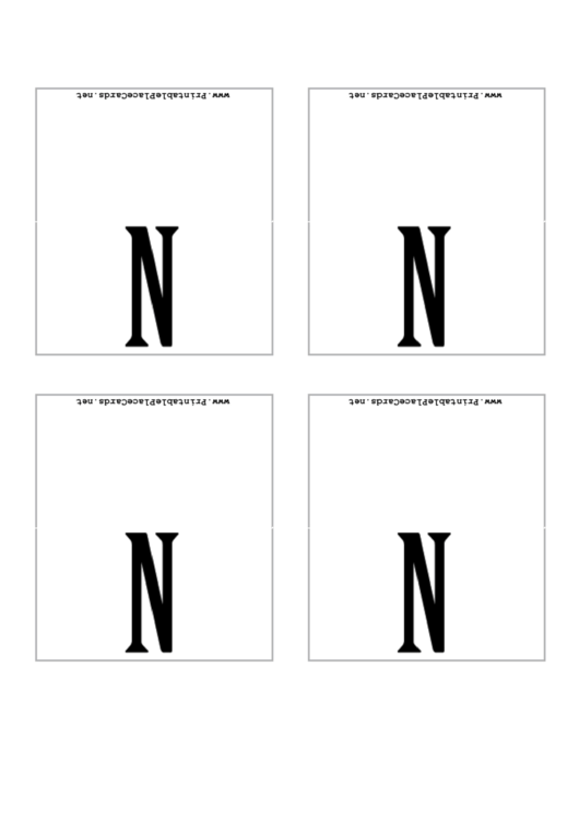 Letter N Place Card Template Printable pdf