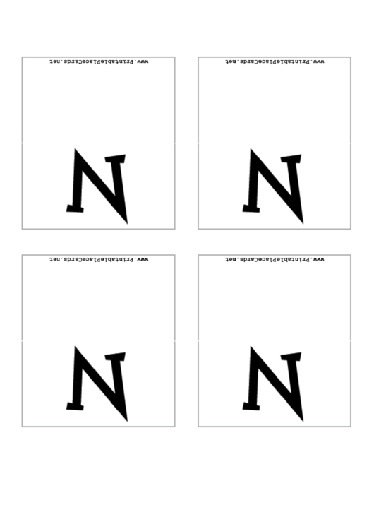 Letter N Place Card Template Printable pdf
