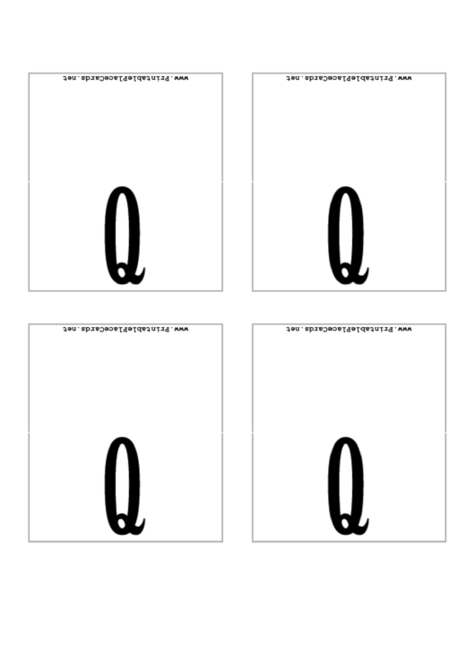 Letter Q Place Card Template Printable pdf