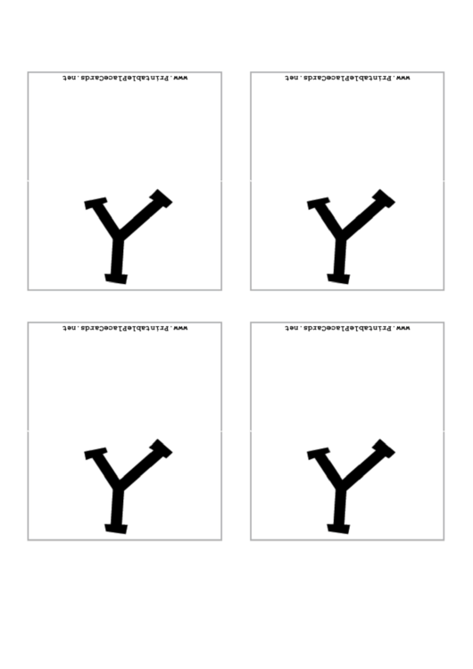 Letter Y Place Card Template Printable pdf