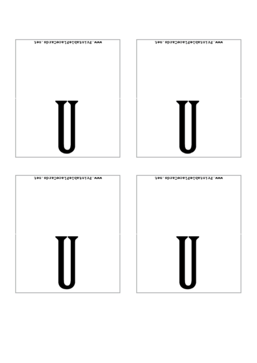 Letter U Place Card Template Printable pdf