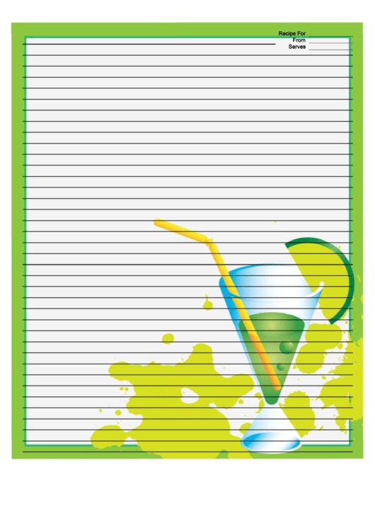 Green Cocktail Recipe Card 8x10 Printable pdf