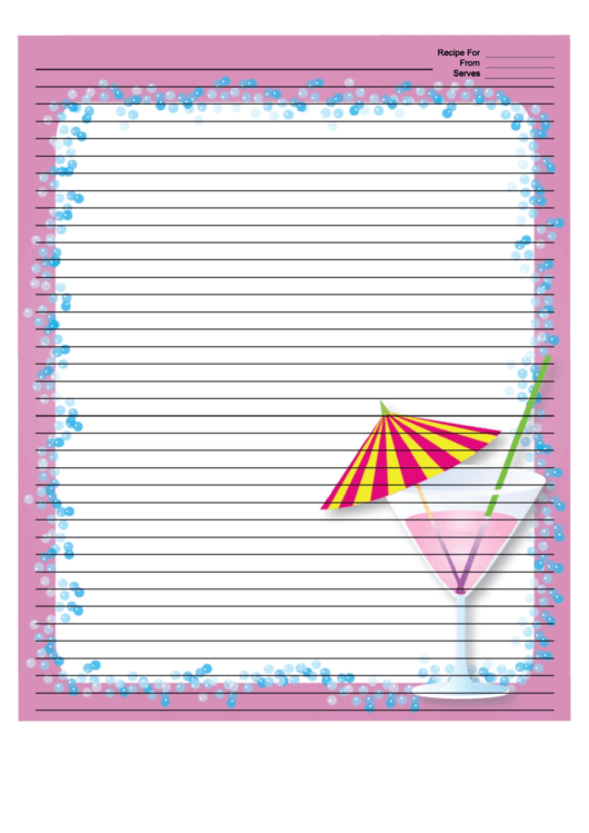 Pink Cocktail Recipe Card 8x10 Printable pdf