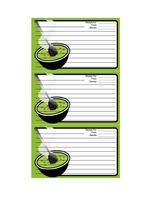 Soup Green Recipe Card Template Printable pdf