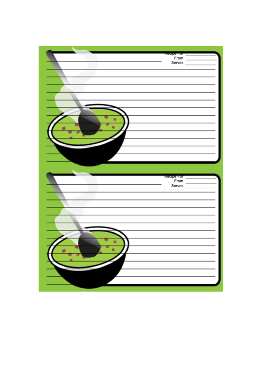 Soup Green Recipe Card 4x6 Printable pdf