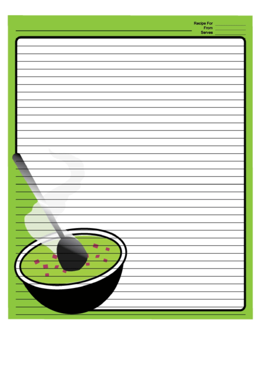 Soup Green Recipe Card 8x10 Printable pdf