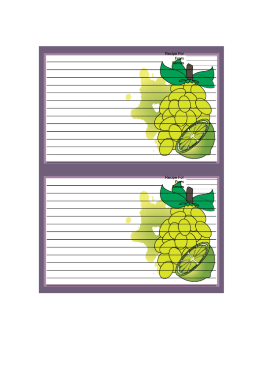 Grapes Citrus Purple Recipe Card 4x6 Printable pdf