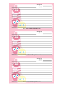 Pink Baby Bottle Monsters Recipe Card Template
