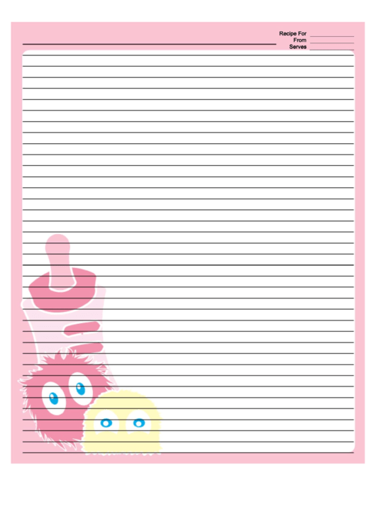 Pink Baby Bottle Monsters Recipe Card 8x10 Printable pdf