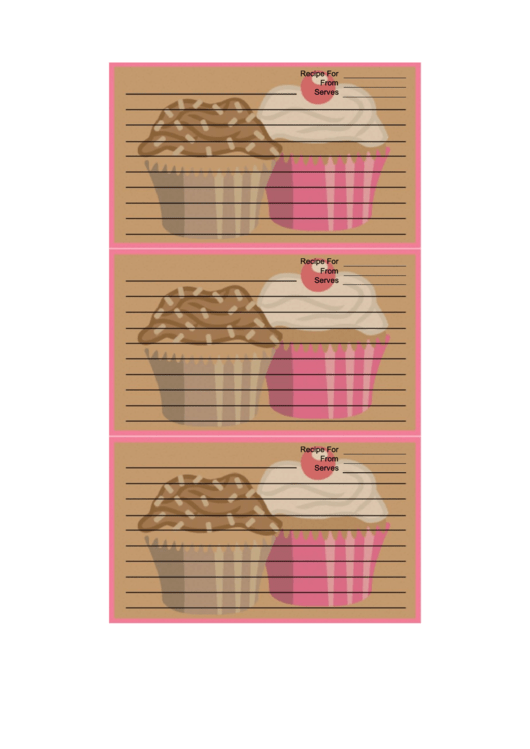Brown Cupcakes Recipe Card Template Printable pdf