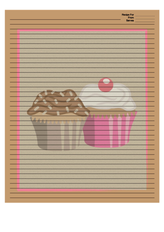 Brown Cupcakes Recipe Card 8x10 Printable pdf