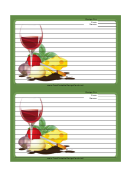 Green Wine Cheese Recipe Card 4x6 Template