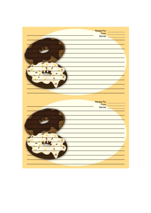 Frosted Doughnuts Yellow Recipe Card 4x6 Printable pdf