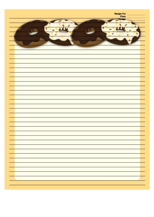 Frosted Doughnuts Yellow Recipe Card 8x10 Printable pdf
