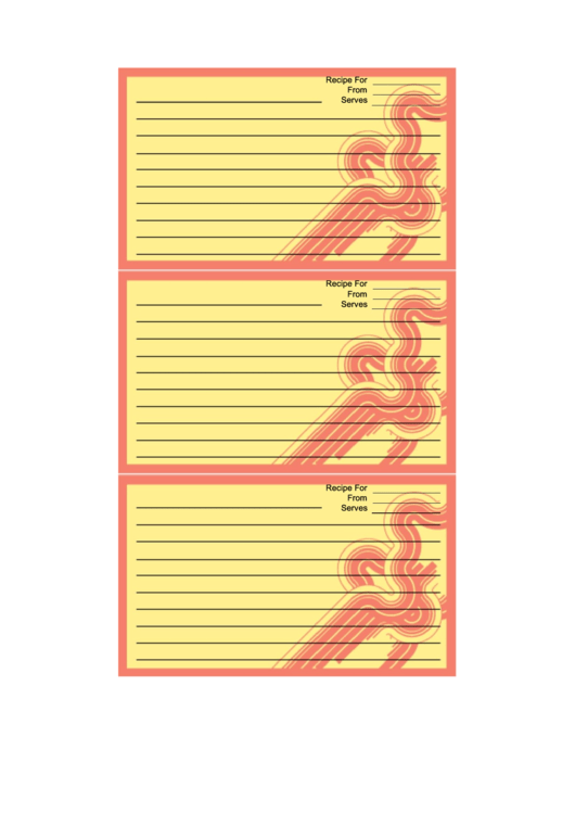 Red Curves Recipe Card Template Printable pdf